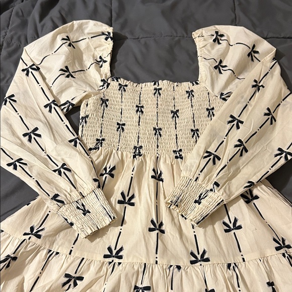 So Me Cream Mini Dress with Black Bow Print - Picture 9 of 9
